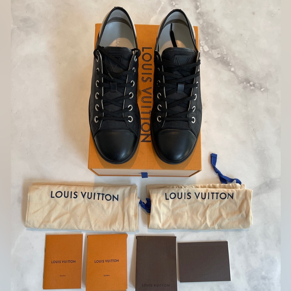 Louis Vuitton Damier Graphite Nylon/Leather Baseball Low Cut Sneakers Size 8M